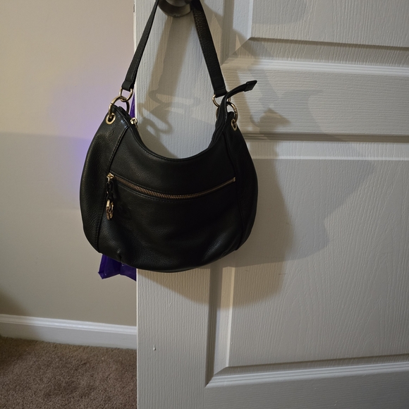 MK Black Leather Shoulder Bag - Picture 1 of 11